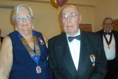 Lion Gerald Adams with Lion President Carol Wells